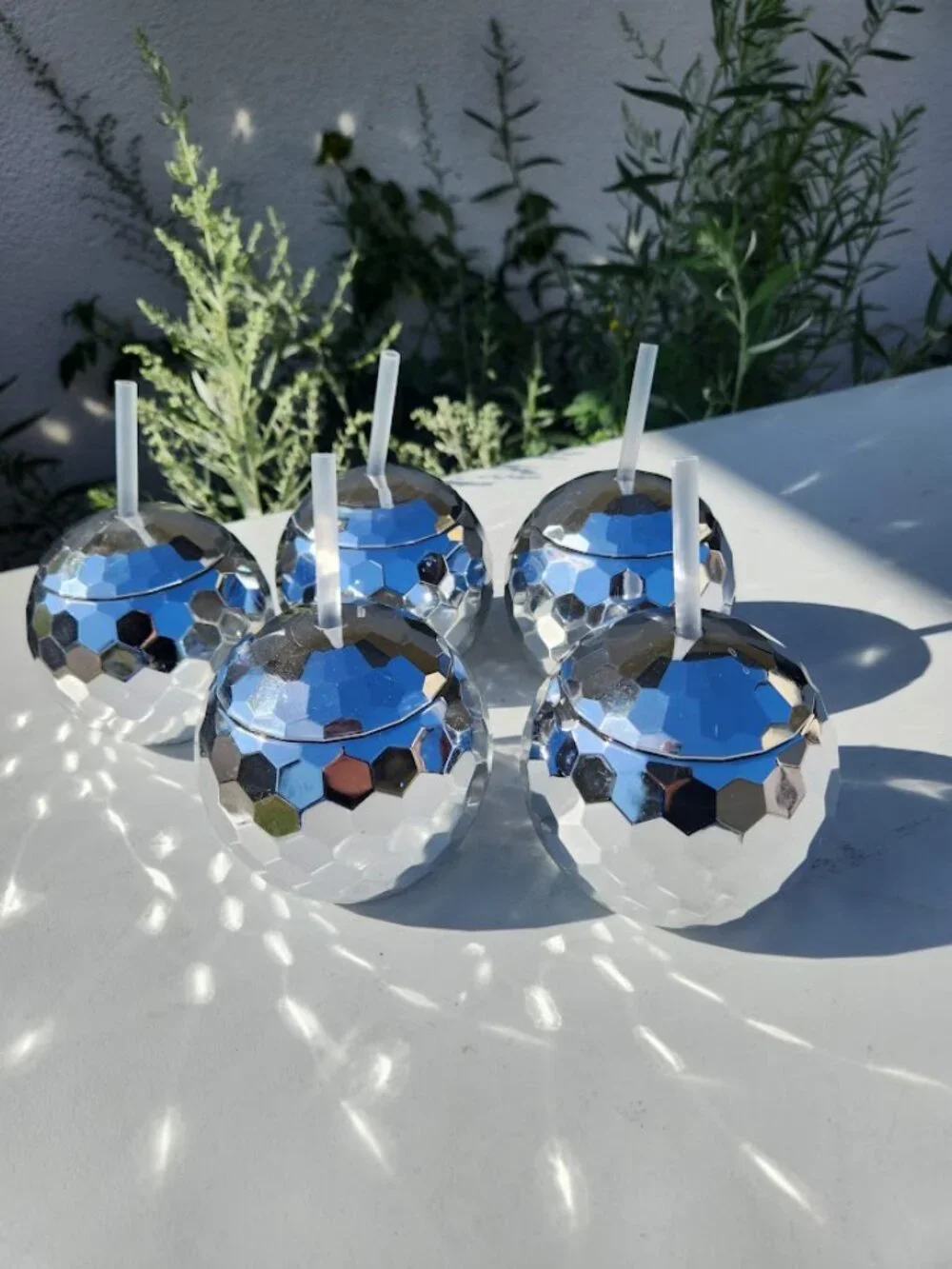 Disco Ball Cups Set of 5 Party Favors Bachelorette Party Birthday Tumblers with